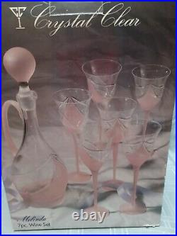 Melinda Clear (Frosted) by Crystal Clear Industries 7 Piece Wine Set NEW IN BOX
