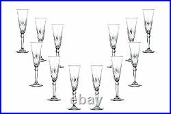 Melodia Champagne Stemmed Glasses 5.5 Oz, Crystal Cut Glassware Set of (12)