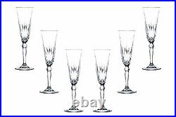 Melodia Champagne Stemmed Glasses 5.5 Oz, Crystal Cut Glassware Set of (6)
