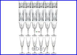 Melody Crystal Glasses Diamond Cut All Purpose Italian Drinkware Set 24