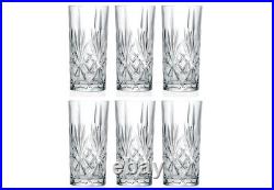 Melody Crystal Glasses Diamond Cut All Purpose Italian Drinkware Set 24