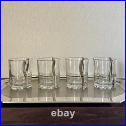Mid Century Crystal Platinum Ribbon Old Fashioned / Cordial / Highball Glass Set