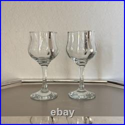 Mid Century Crystal Platinum Ribbon Old Fashioned / Cordial / Highball Glass Set