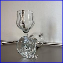 Mid Century Crystal Platinum Ribbon Old Fashioned / Cordial / Highball Glass Set