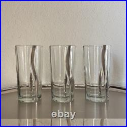Mid Century Crystal Platinum Ribbon Old Fashioned / Cordial / Highball Glass Set