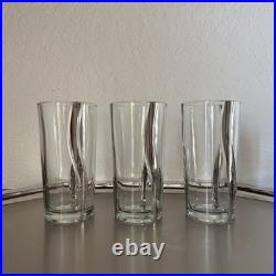 Mid Century Crystal Platinum Ribbon Old Fashioned / Cordial / Highball Glass Set