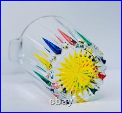 MidCentury Italian Multicolor Starburst Crystal Bar Set Ice Bucket & Tumblers