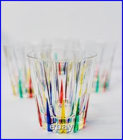 MidCentury Italian Multicolor Starburst Crystal Bar Set Ice Bucket & Tumblers