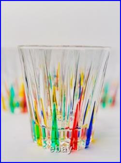 MidCentury Italian Multicolor Starburst Crystal Bar Set Ice Bucket & Tumblers