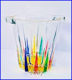 MidCentury Italian Multicolor Starburst Crystal Bar Set Ice Bucket & Tumblers