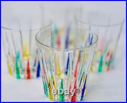 MidCentury Italian Multicolor Starburst Crystal Bar Set Ice Bucket & Tumblers