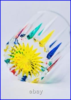 MidCentury Italian Multicolor Starburst Crystal Bar Set Ice Bucket & Tumblers