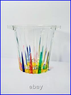 MidCentury Italian Multicolor Starburst Crystal Bar Set Ice Bucket & Tumblers