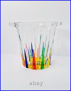 MidCentury Italian Multicolor Starburst Crystal Bar Set Ice Bucket & Tumblers