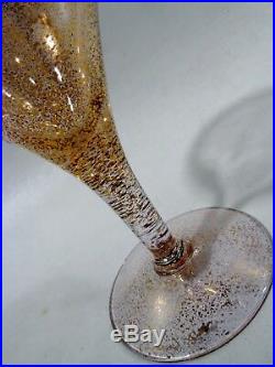 Midcentury DOROTHY THORPE Crystal GOLD FLECK Set 6 Cocktail Goblets
