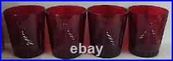 Mikasa Crystal CHRISTMAS TREE RED RUBY Double Old Fashions SET/4 Mint in Box