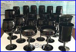 Mikasa Elite Black Crystal Stemware Wine Champagne Glasses Variety Set of 19