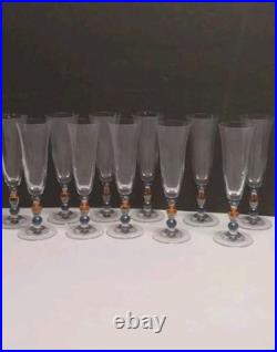 Mikasa Estate Clear Amber and Blue Iced Teas Set Of 11