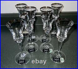 Mikasa Jamestown Crystal Liqueur / Cordial Glasses Platinum Rimmed Set Of 8