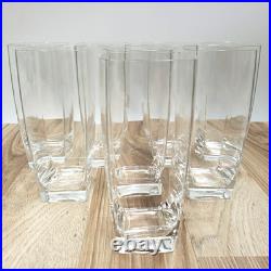 Mikasa Panache Clear Square Highball Glasses Set of 8 Crystal Barware 6 1/8-Inch