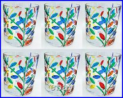 Milano Hand Painted Stemless Wine Old Fashion Glasses Set Of Six