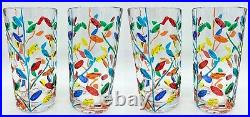 Milano Highball Glasses Set Of Four Hand Painted Venetian Glassware Set