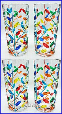 Milano Highball Glasses Set Of Four Hand Painted Venetian Glassware Set