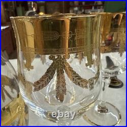 Mint Set of 6 Cristallerie Italian Gold Encrusted Crystal Goblets With decanter