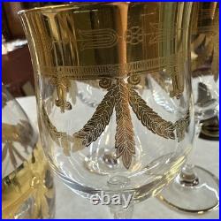 Mint Set of 6 Cristallerie Italian Gold Encrusted Crystal Goblets With decanter