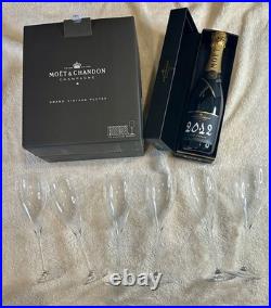 Moët & Chandon Grand Vintage Riedel Crystal Glass Champagne Flutes Set Of 6 NEW