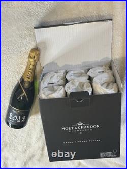 Moët & Chandon Grand Vintage Riedel Crystal Glass Champagne Flutes Set Of 6 NEW