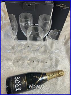 Moët & Chandon Grand Vintage Riedel Crystal Glass Champagne Flutes Set Of 6 NEW