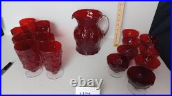 Morgantown Crinkle Glass West Virginia Ruby Lot Morgantown Crinkle Glass West Virginia Ruby Lot