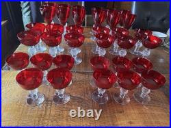 Morgantown Glass Ruby Red Golf Ball Stemware Collection 35 Pieces