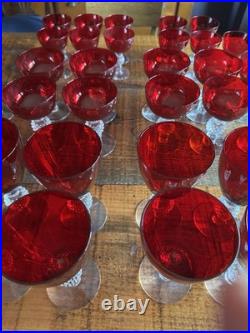 Morgantown Glass Ruby Red Golf Ball Stemware Collection 35 Pieces