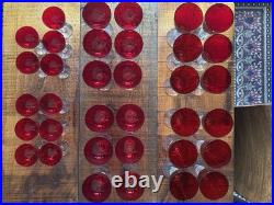 Morgantown Glass Ruby Red Golf Ball Stemware Collection 35 Pieces