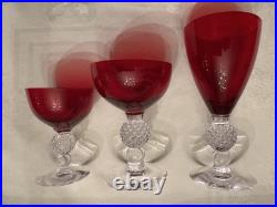 Morgantown Glass Ruby Red Golf Ball Stemware Collection 35 Pieces