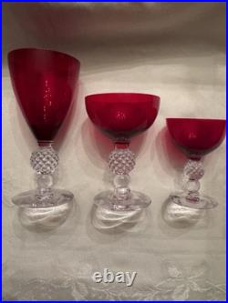 Morgantown Glass Ruby Red Golf Ball Stemware Collection 35 Pieces