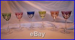 Moser Lady Hamilton Cut Crystal Wine Glass Multicolor Set Of Six Glasses