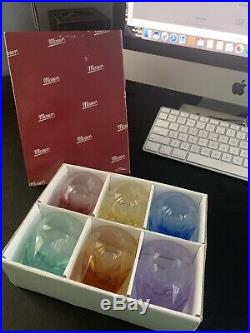 Moser Set of 6 Multi Colored Crystal Glasses-new in Box