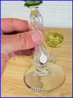 Moser Uranium Glass Goblets Set of 6 Cut Crystal Bohemian c1920s Antique