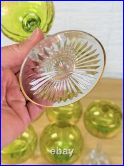 Moser Uranium Glass Goblets Set of 6 Cut Crystal Bohemian c1920s Antique