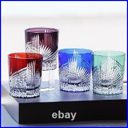 Multicolor Set of 4pcs Crystal Whiskey Glasses Hand Cut To Clear 9oz Gift Pack