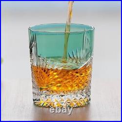 Multicolor Set of 4pcs Crystal Whiskey Glasses Hand Cut To Clear 9oz Gift Pack