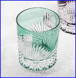 Multicolor Set of 4pcs Crystal Whiskey Glasses Hand Cut To Clear 9oz Gift Pack