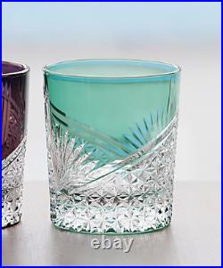 Multicolor Set of 4pcs Crystal Whiskey Glasses Hand Cut To Clear 9oz Gift Pack