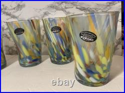 Murano Glass Drinking Tumbler Multicolor Handmade Millefiori Set/4 Italy Made Murano Glass Drinking Tumbler Multicolor Handmade Millefiori Set/4 Italy Made