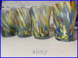 Murano Glass Drinking Tumbler Multicolor Handmade Millefiori Set/4 Italy Made Murano Glass Drinking Tumbler Multicolor Handmade Millefiori Set/4 Italy Made