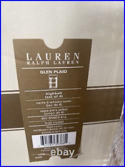 NEW In Box Set/4 Ralph Lauren Lead Crystal Glasses Glen Plaid Highball
