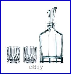 NEW NACHTMANN ASPEN WHISKEY 3 pc SET LEAD FREE CRYSTAL GLASS GLASSWARE DECANTER